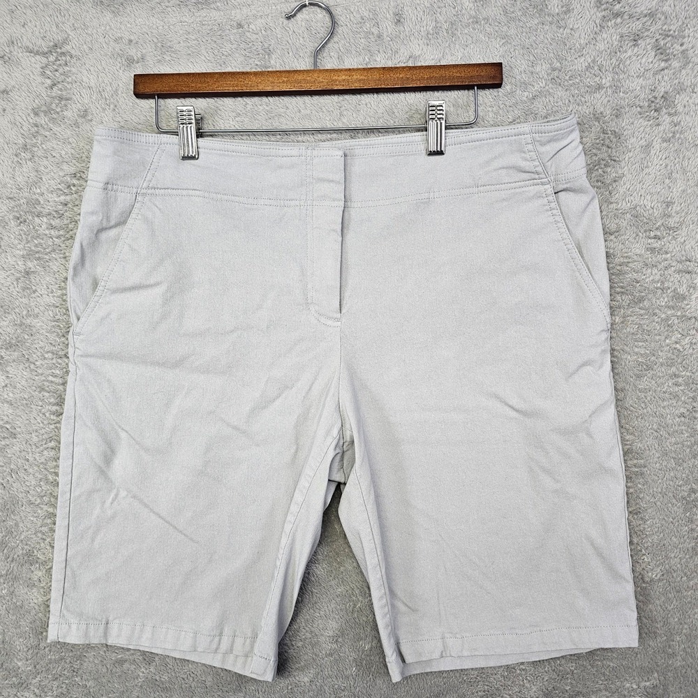 IZOD Golf Womens Size 16 Grey Stretch Bermuda Performance Shorts Comfort